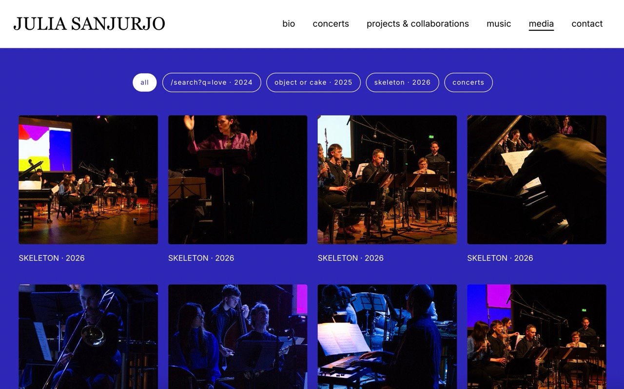 Julia Sanjurjo — captura del sitio